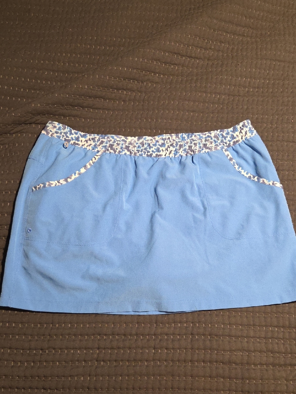 Columbia Light Blue Mini Skirt with Patterned Waistband